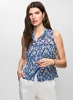 Abstract Print Button-Down Blouse