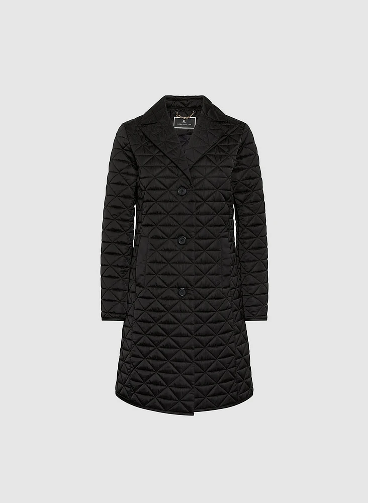 Notch Collar Diamond Quilt Coat