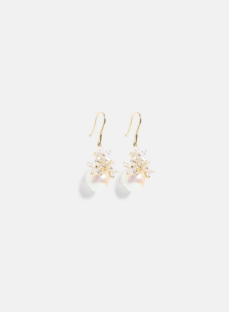 Floral Pearl Drop Earrings