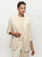 Rolled Sleeve Linen-Blend Blazer