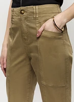 Oblique Pockets Slim Leg Capris