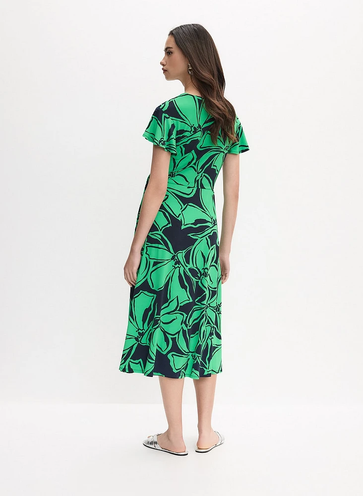 Joseph Ribkoff - Floral Knotted Wrap-Over Dress