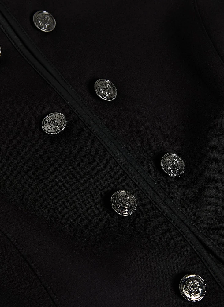 Button Detail Stand Collar Jacket