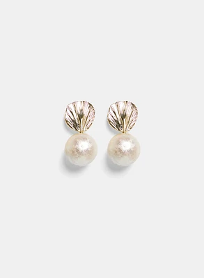 Shell & Pearl Drop Earrings