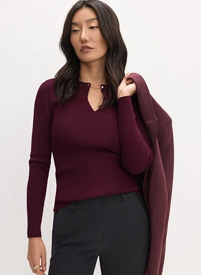 Collar Pin Embellished Sweater