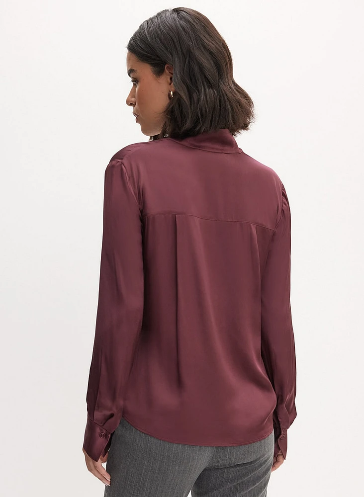 Essential Button-Up Satin Blouse