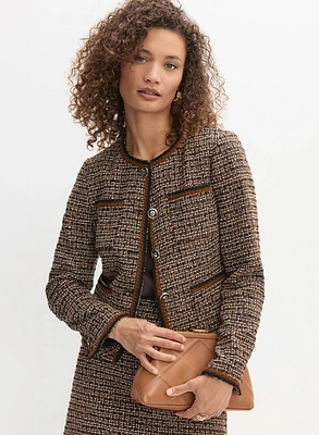 Button-Up Bouclé Cardigan