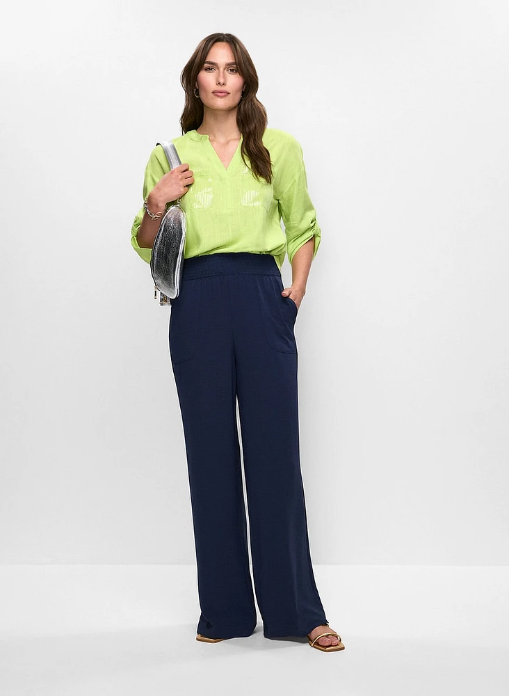 Blouse en lin avec poches à sequins