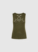 Sleeveless Open-Knit Sweater