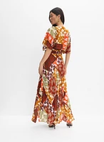 Patchwork Print Maxi Dress