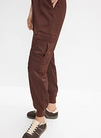 Pull-On Satin Cargo Pants