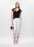 Embellished Cutout Detail Jeans