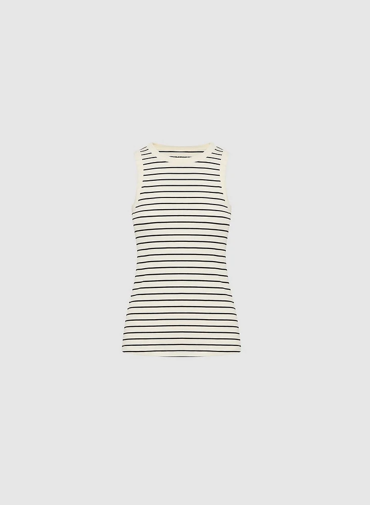 Striped Rib-Knit Tank Top