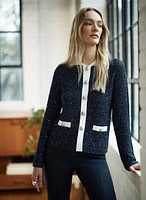 Contrast Bouclé Cardigan