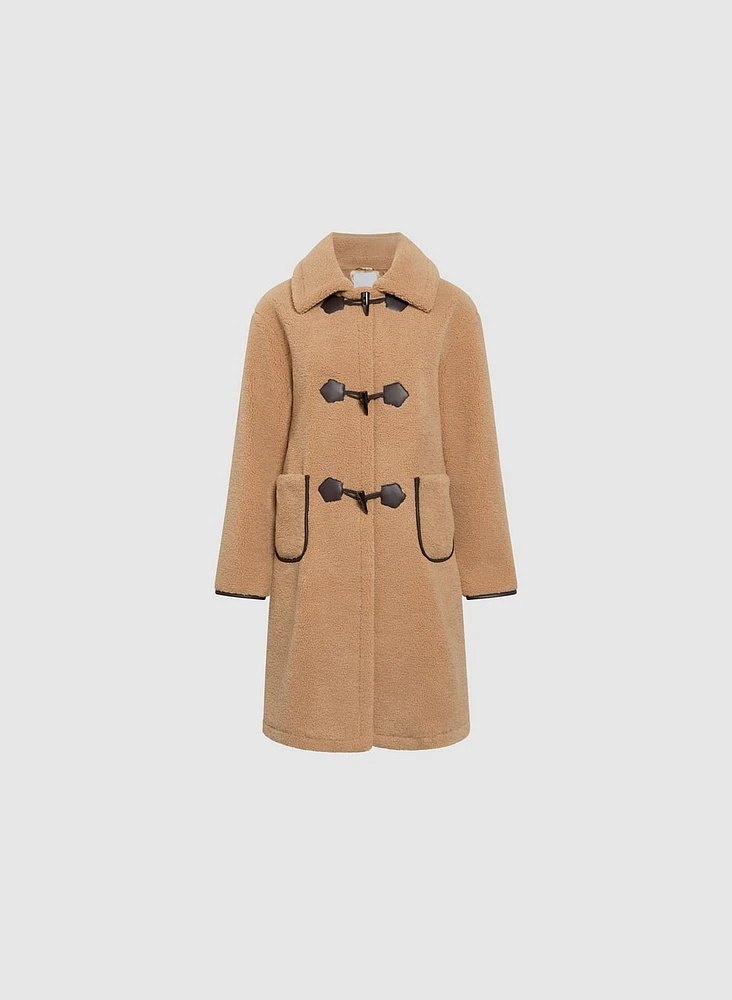 Faux Shearling Horn Button Coat