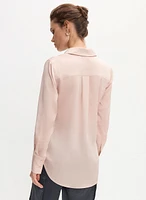 Button-Front Satin Blouse