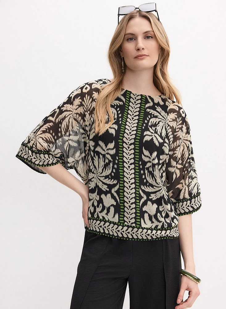 Mixed Tropical Print Blouse