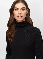 Rhinestone Detail Turtleneck Sweater