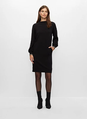 Stud Detail Mock Neck Dress