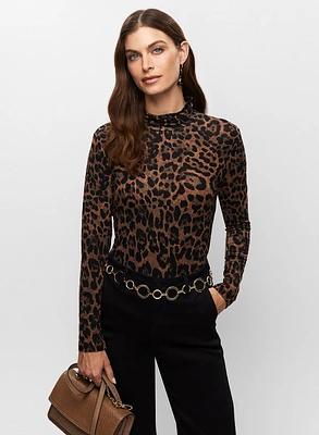 Leopard Print Turtle Neck Top