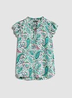 Paisley Print Split-Neck Blouse