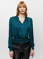 Satin Art Deco Fan Motif Blouse