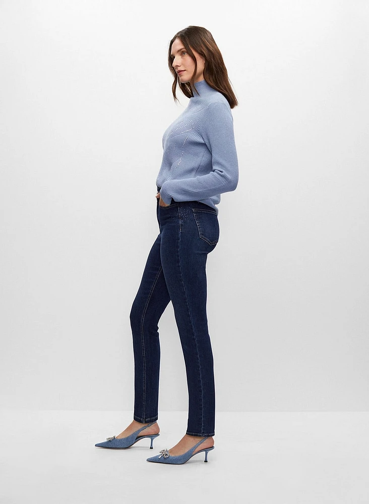 Crystal Detail Slim Leg Jeans