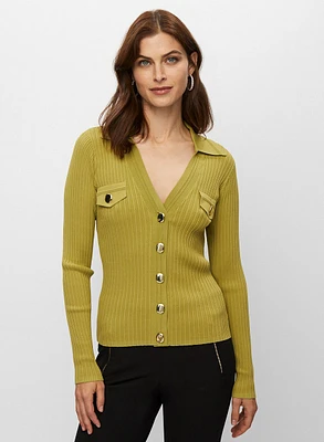 Haut à boutons en tricot côtelé