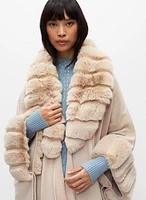 Faux Fur Trim Poncho