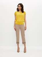 Cutout Detail Denim Capris