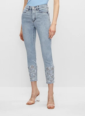 Floral Embroidery 7/8 Jeans