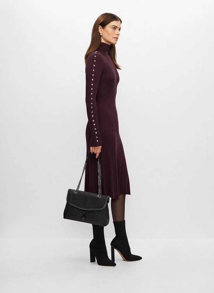 Stud Detail Turtleneck Dress