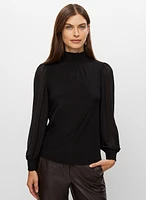 High Neck Chiffon Blouse