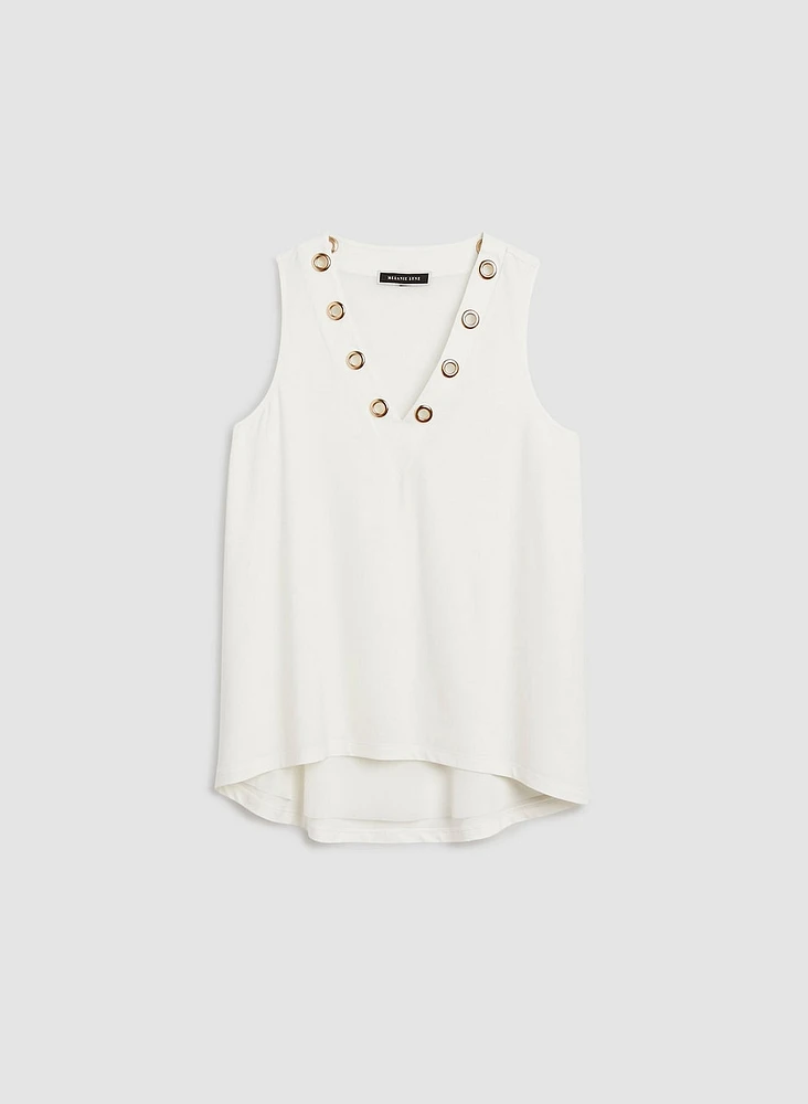 Eyelet Detail Sleeveless Top