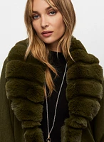 Faux Fur Trim Poncho