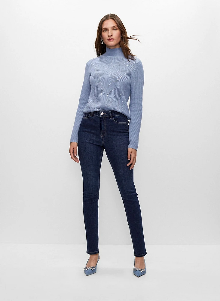 Crystal Detail Slim Leg Jeans