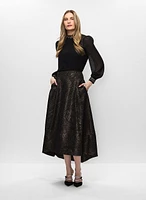 Jeweled Chiffon Blouse & Metallic Skirt