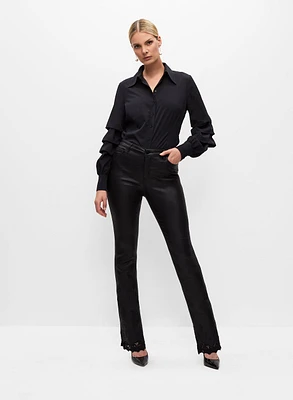 Coated Straight Leg Jeans