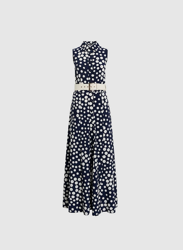 Robe boutonnée à pois