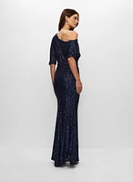 Robe sirène en sequins à épaule tombante