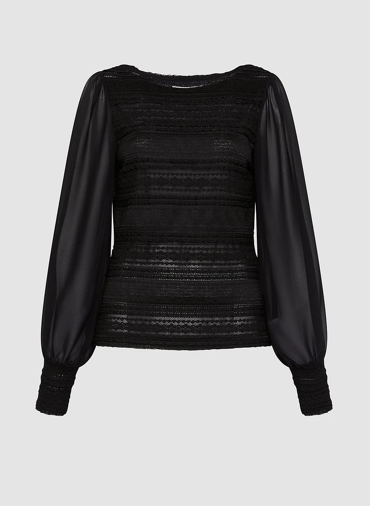 Ruffle Lace Long Sleeve Top