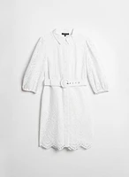 Cotton Eyelet Detail Shirt Dress