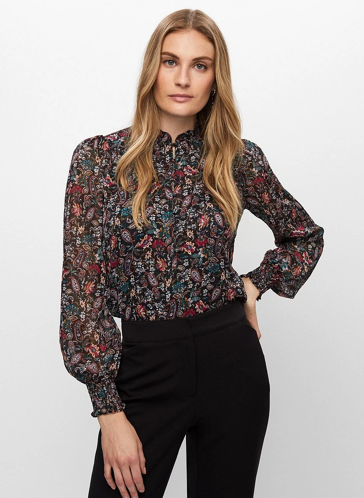 Paisley Print Long Sleeve Blouse