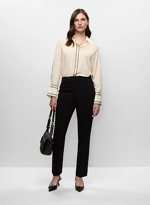 Blouse à bandes contrastantes et pantalon à jambe étroite