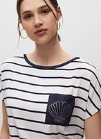 T-shirt rayé à détail coquillage