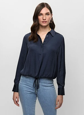 Tie Hem Satin Blouse