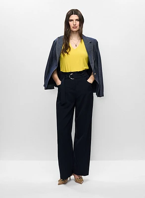Veste courte en denim et pantalon à jambe large