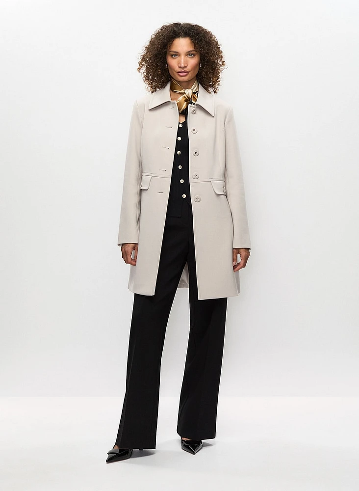 Tricotine Coat & Wide Leg Pants