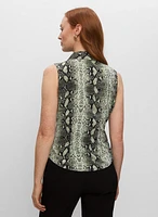 Snakeskin Print Sleeveless Blouse