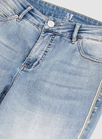 Short bermuda en denim à bordure argentée